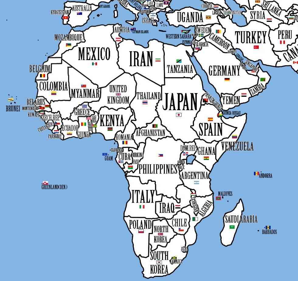 世界の国の人口順に国土の大きい国を当てはめた結果がおもしろい