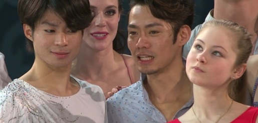 仲睦まじい羽生結弦とリプニツカヤをご覧ください