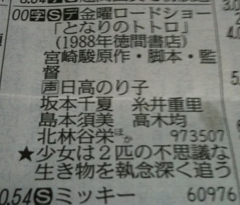 中日新聞の「となりのトトロ」の紹介が深すぎると話題に