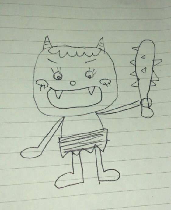 何も見ずに鬼の絵を描いてみるトピ