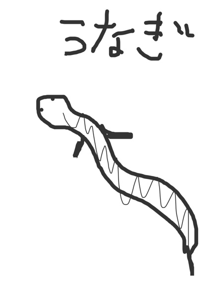 今日は丑の日!何も見ずにウナギの絵を描いてみるトピ
