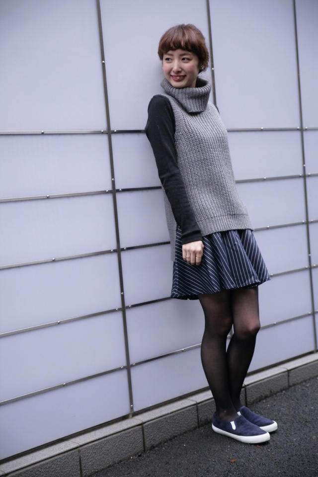 ノースリーブニットの着回し