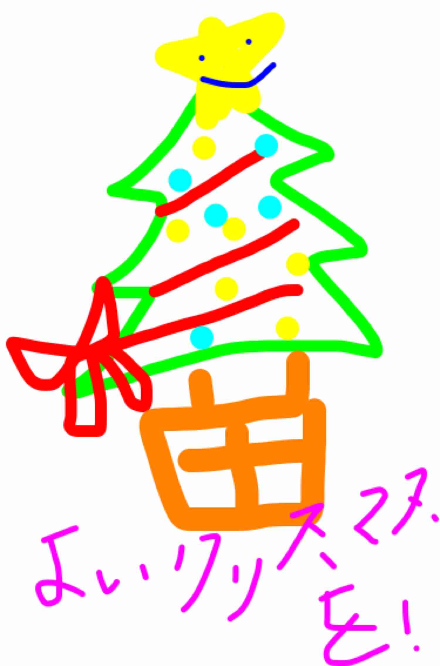 サンタクロース（やクリスマスツリー等々）を手書きで書くトピ。