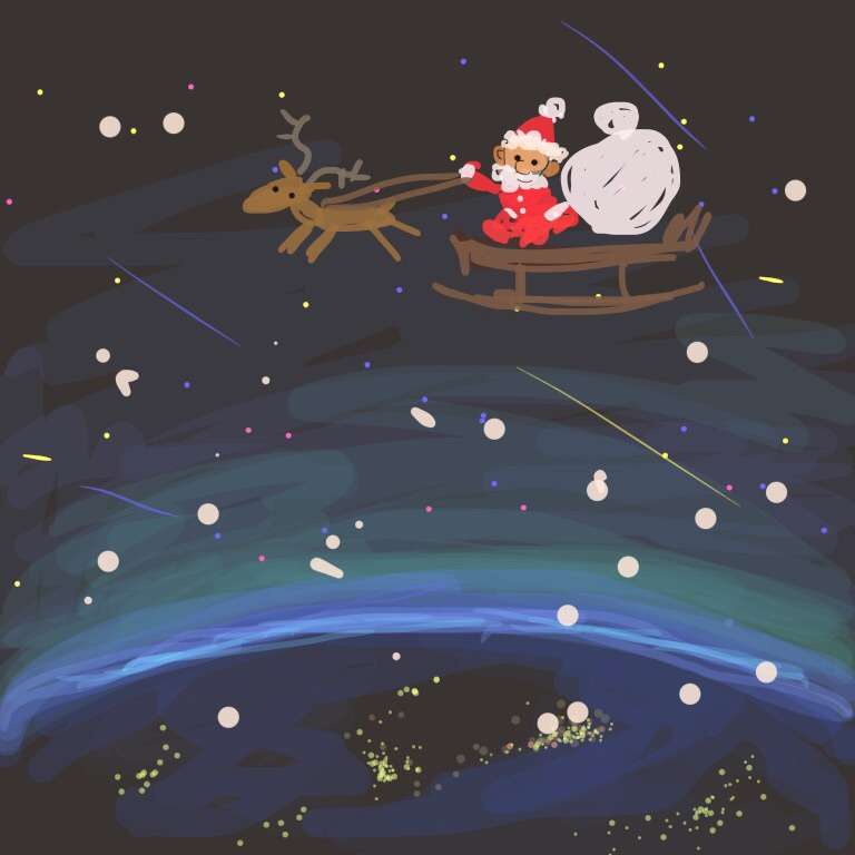サンタクロース（やクリスマスツリー等々）を手書きで書くトピ。