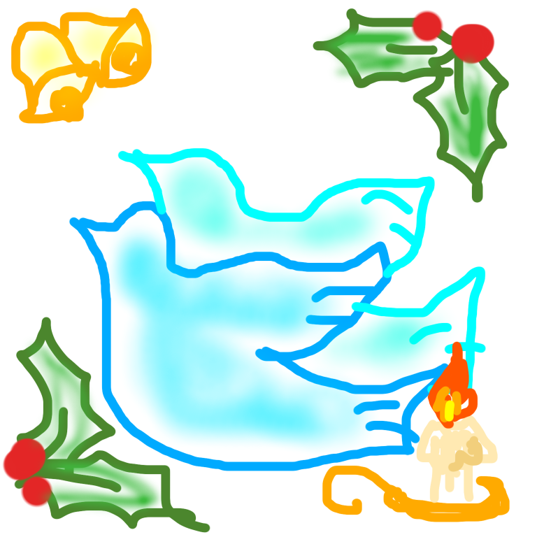 サンタクロース（やクリスマスツリー等々）を手書きで書くトピ。