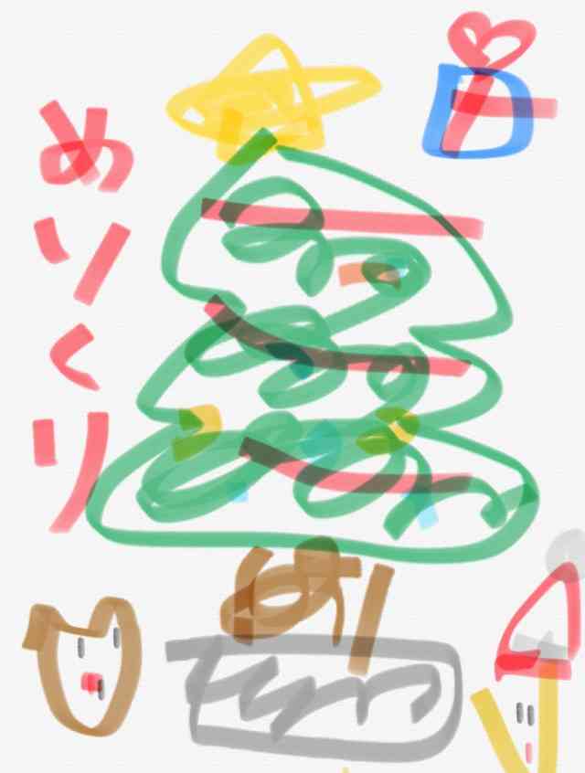 サンタクロース（やクリスマスツリー等々）を手書きで書くトピ。