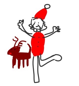 サンタクロース（やクリスマスツリー等々）を手書きで書くトピ。