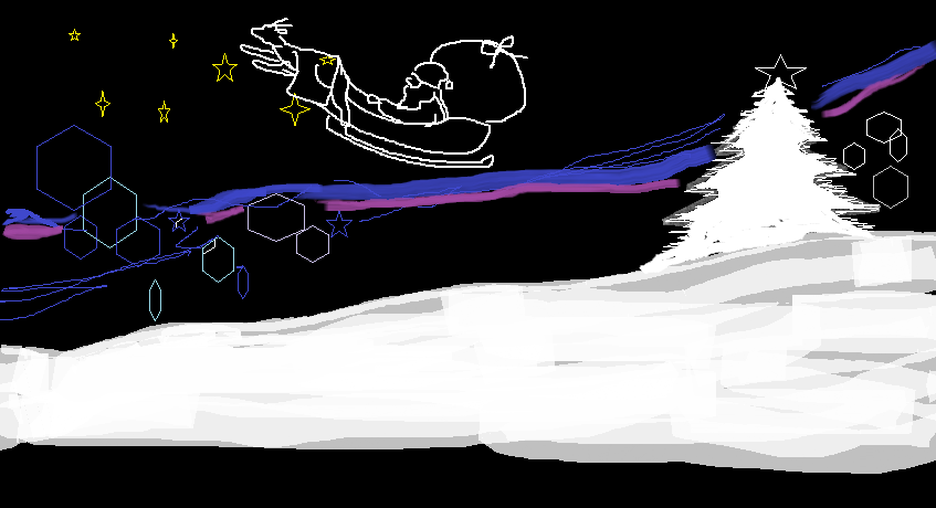 サンタクロース（やクリスマスツリー等々）を手書きで書くトピ。
