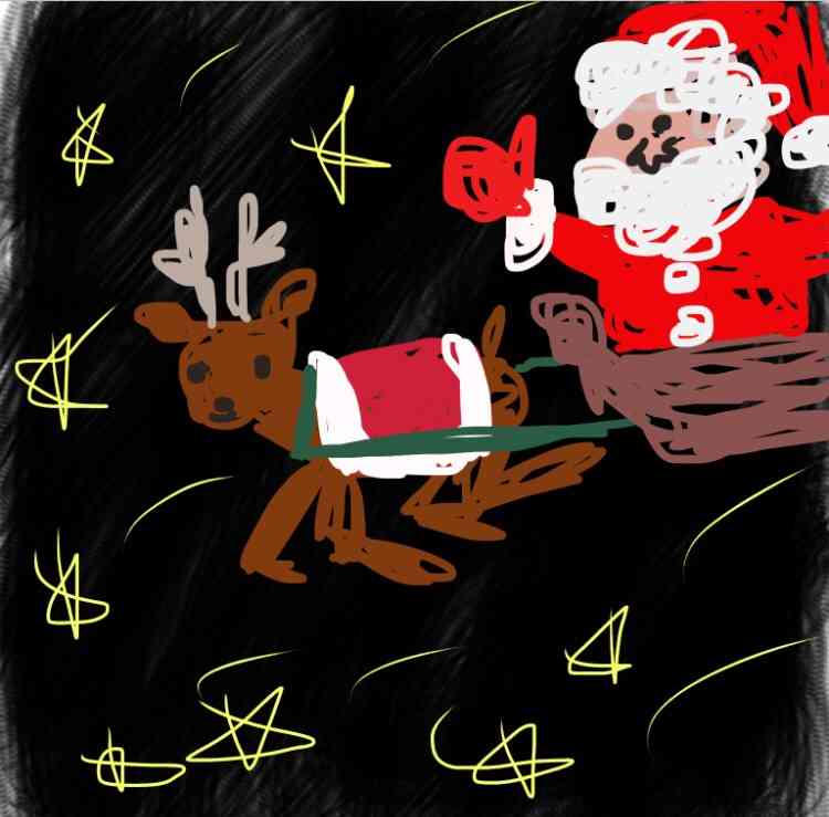 サンタクロース（やクリスマスツリー等々）を手書きで書くトピ。