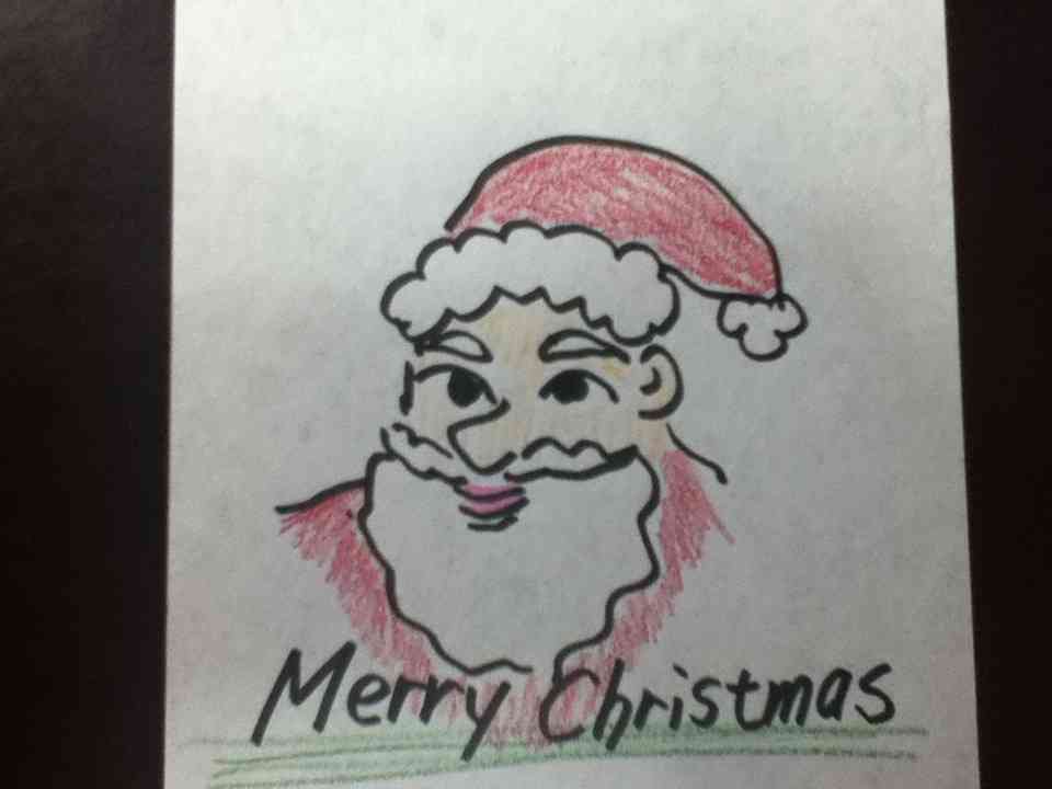 サンタクロース（やクリスマスツリー等々）を手書きで書くトピ。