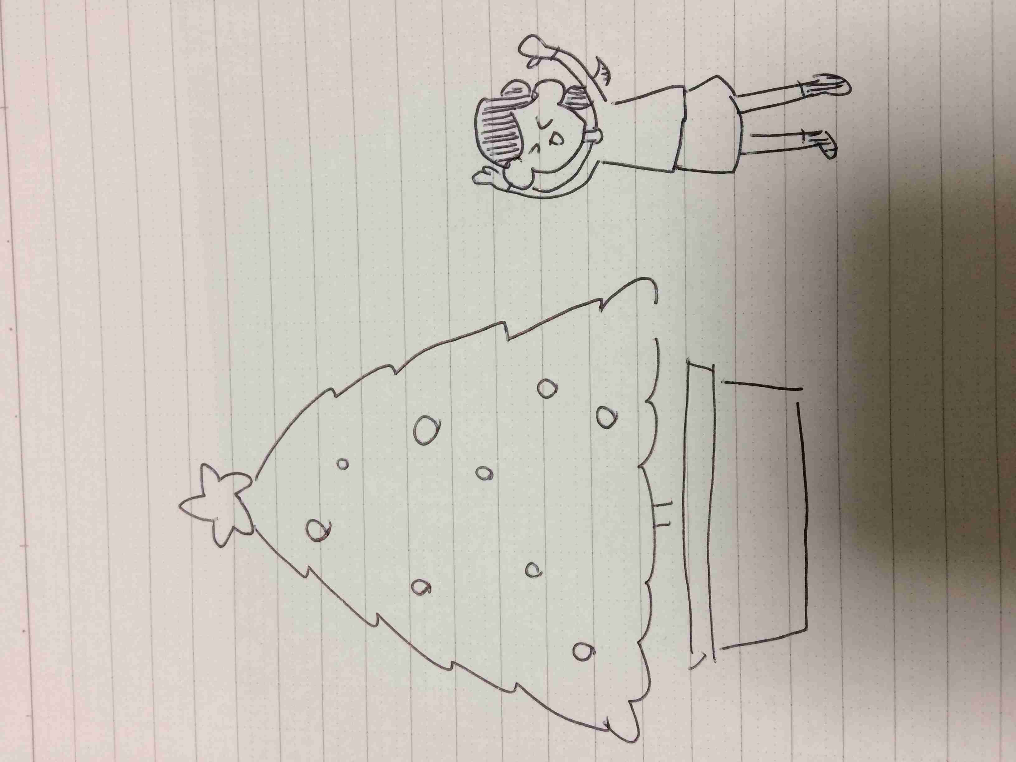 サンタクロース（やクリスマスツリー等々）を手書きで書くトピ。