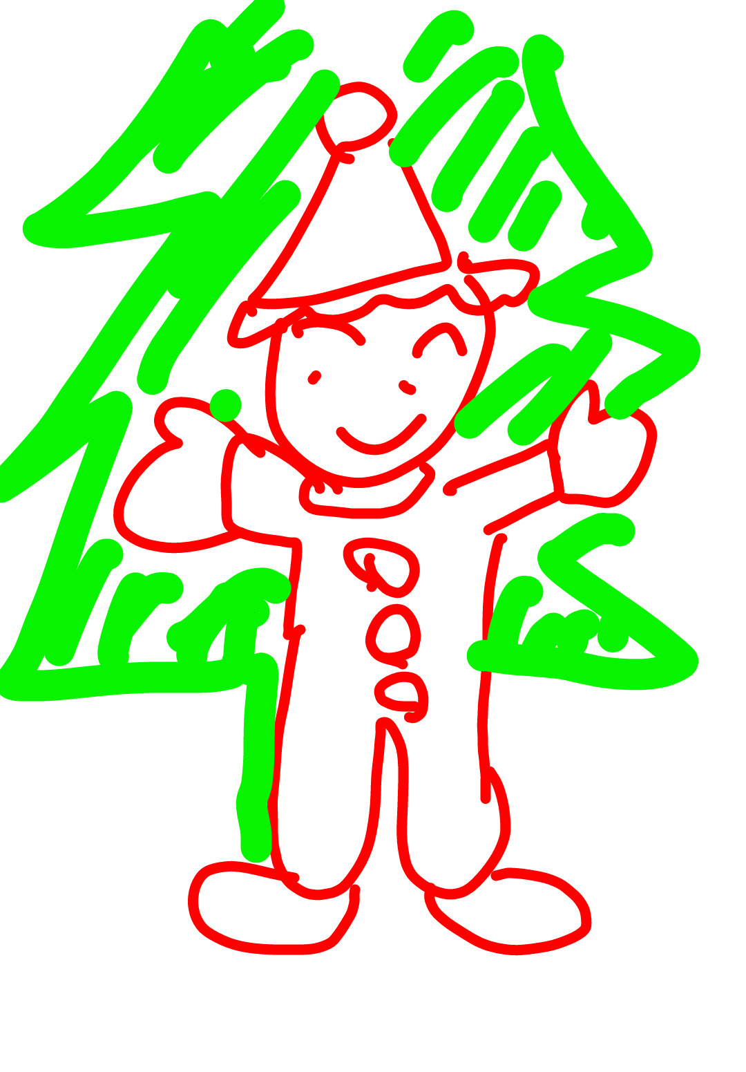 サンタクロース（やクリスマスツリー等々）を手書きで書くトピ。