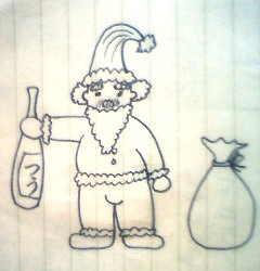 サンタクロース（やクリスマスツリー等々）を手書きで書くトピ。