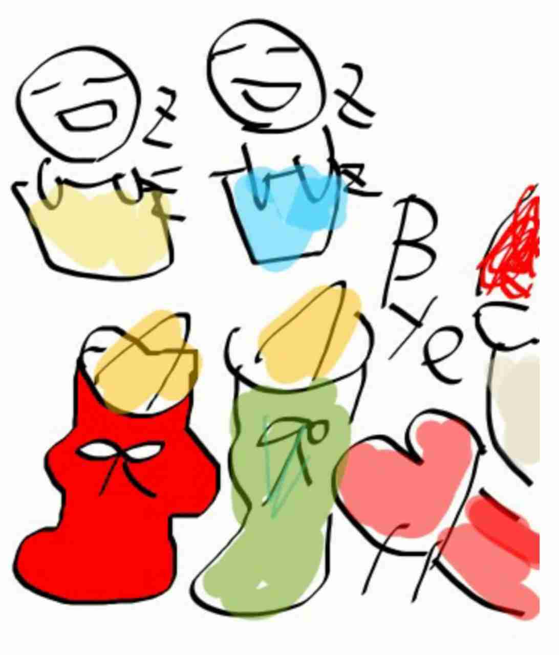 サンタクロース（やクリスマスツリー等々）を手書きで書くトピ。