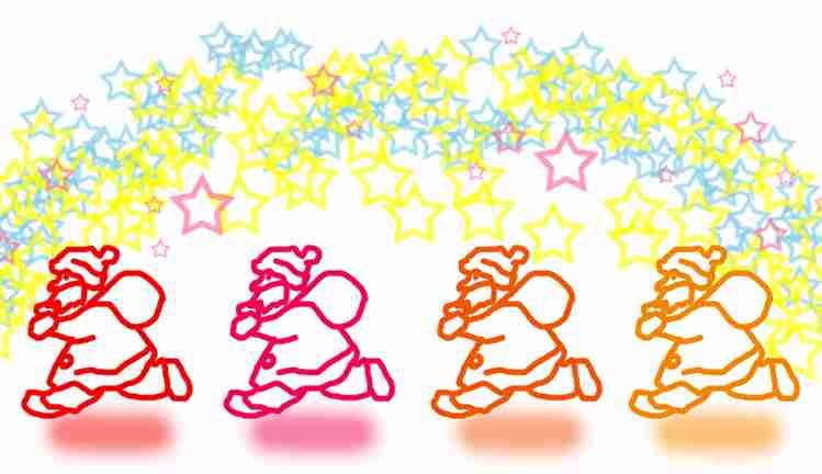 サンタクロース（やクリスマスツリー等々）を手書きで書くトピ。