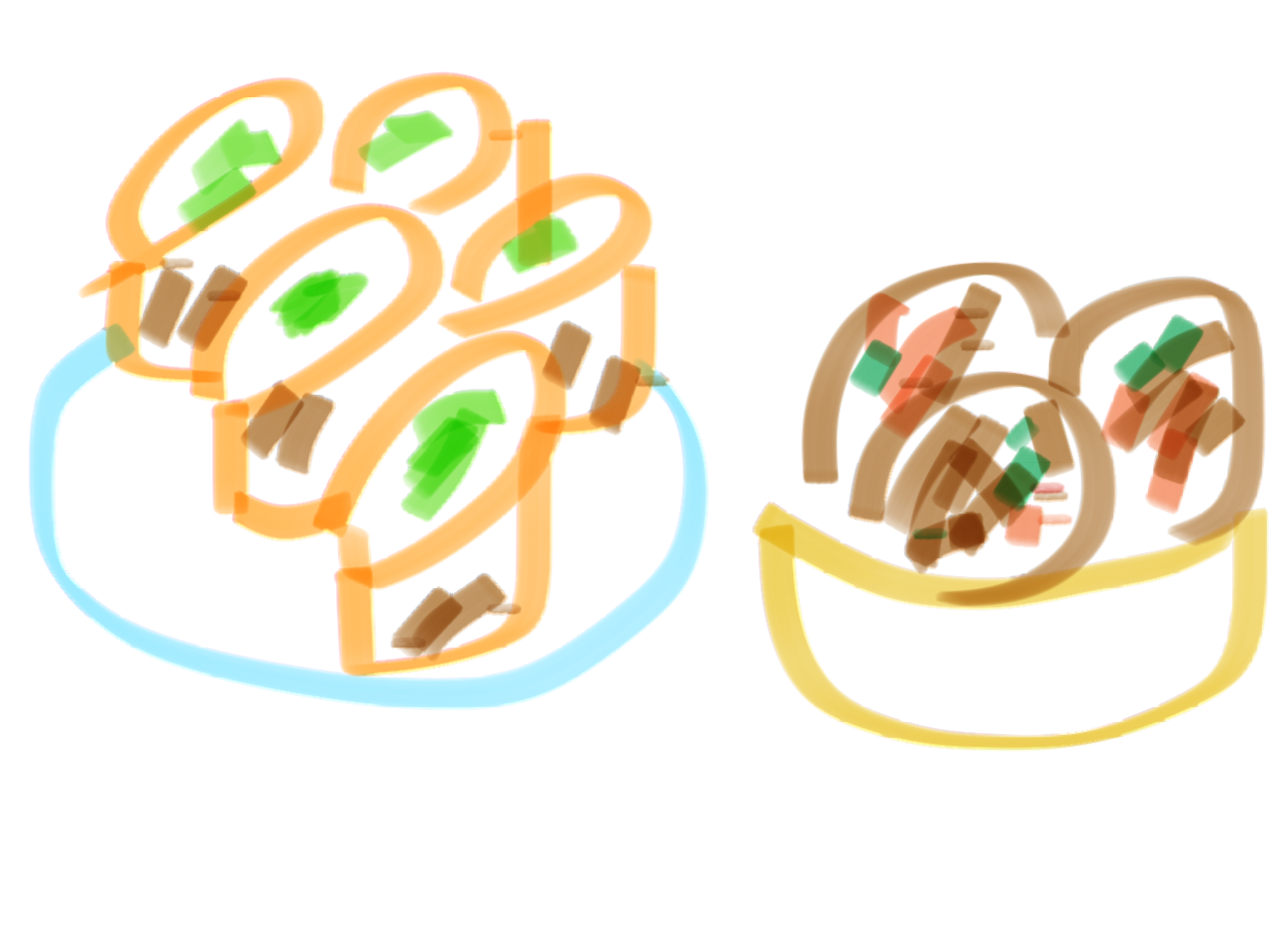 今日食べた朝食の絵を描きましょう✏️