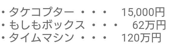 ドラえもんの秘密道具のレンタル料はいくら？