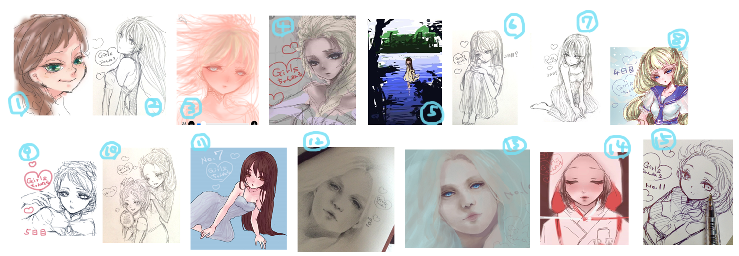 女の子の絵を描くトピ2☆