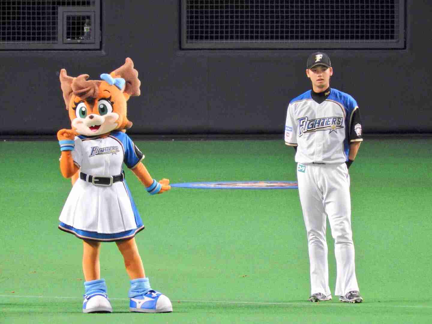 球団マスコットと選手がじゃれてる画像下さい！