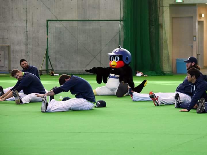 球団マスコットと選手がじゃれてる画像下さい！