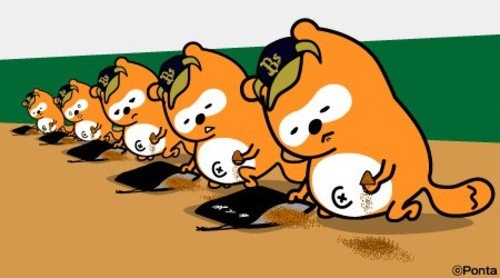 球団マスコットと選手がじゃれてる画像下さい！
