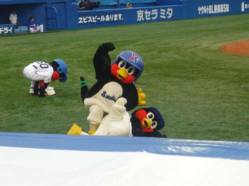 球団マスコットと選手がじゃれてる画像下さい！