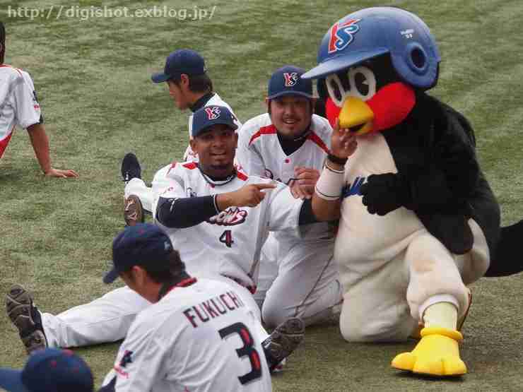 球団マスコットと選手がじゃれてる画像下さい！