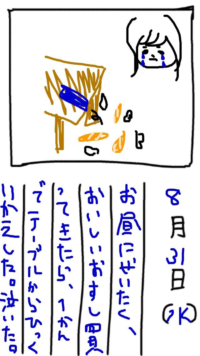 8月の絵日記を描くトピ