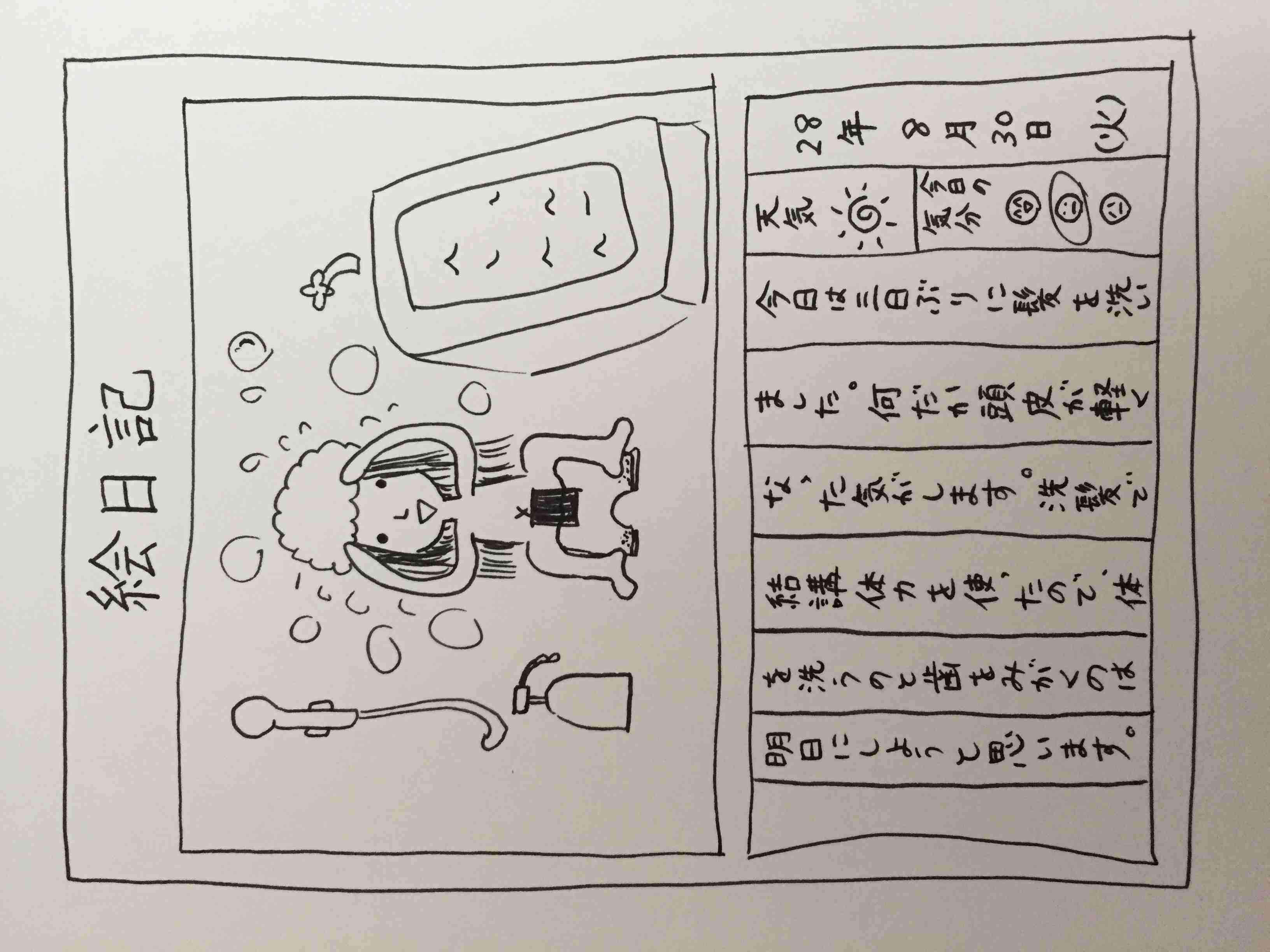 8月の絵日記を描くトピ