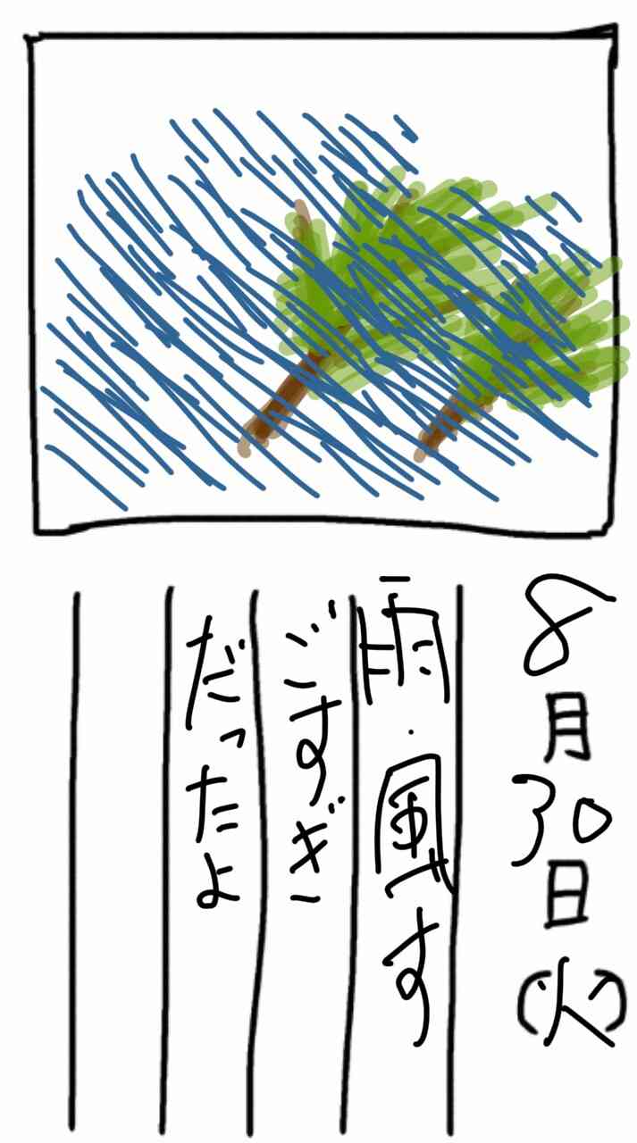 8月の絵日記を描くトピ