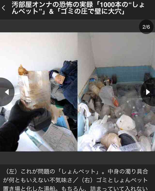 【閲覧注意】汚部屋オンナの恐怖の実録「1000本の“しょんペット”」&「ゴミの圧で壁に大穴」