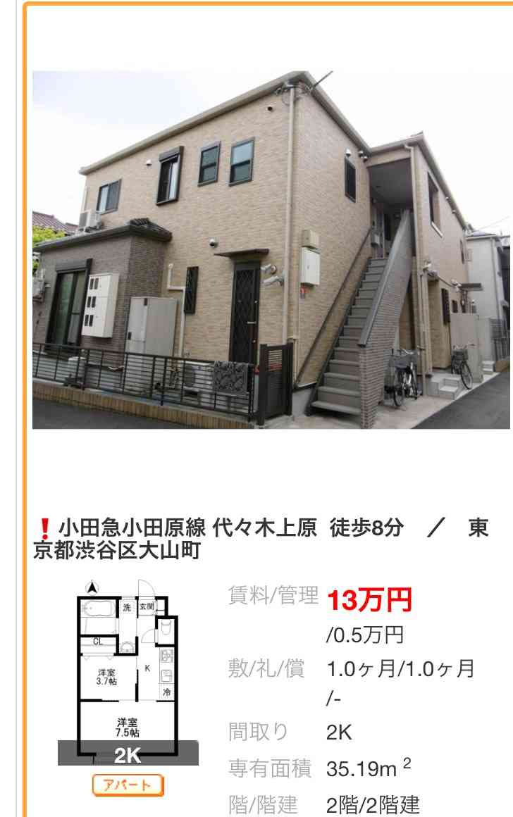 渋谷にある一軒家（2K、築6年）が1.3万円の家賃…