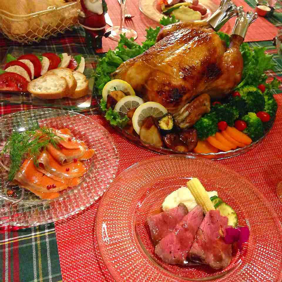 クリスマスのケーキ・ご馳走の画像いっぱい