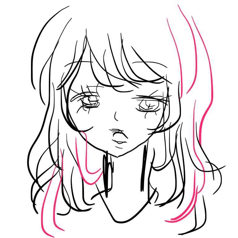 この顔の輪郭に描き足してください(お絵描き)