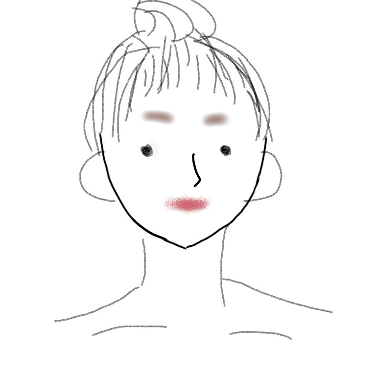 この顔の輪郭に描き足してください(お絵描き)