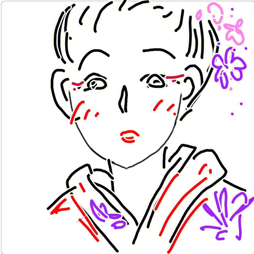 この顔の輪郭に描き足してください(お絵描き)