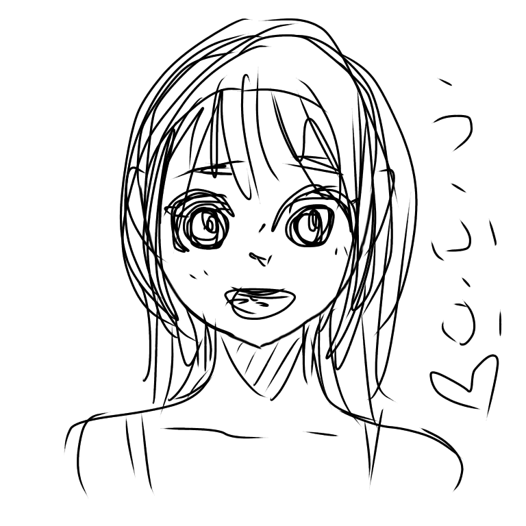 この顔の輪郭に描き足してください(お絵描き)