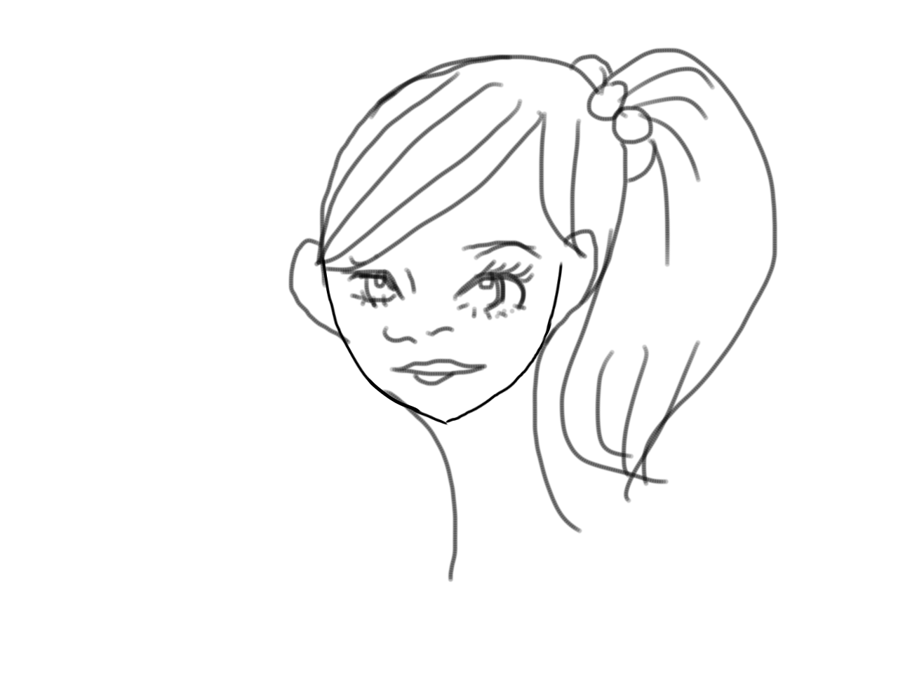この顔の輪郭に描き足してください(お絵描き)