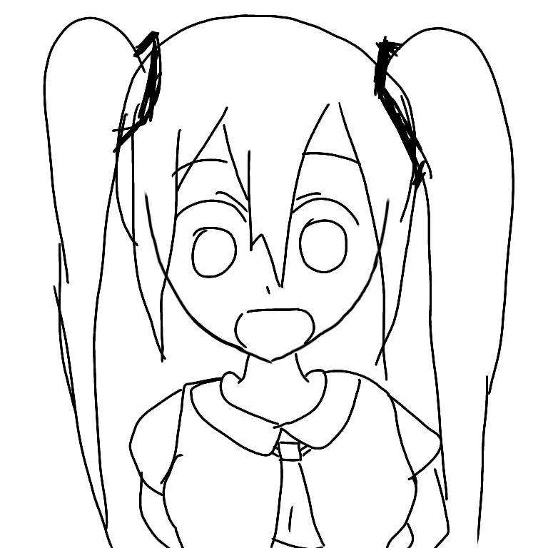 この顔の輪郭に描き足してください(お絵描き)