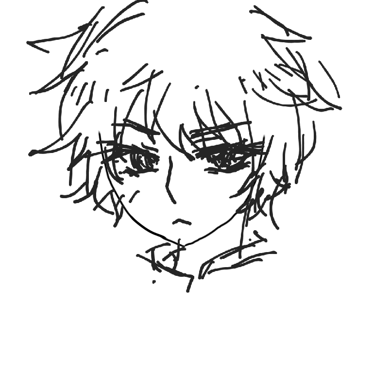 この顔の輪郭に描き足してください(お絵描き)