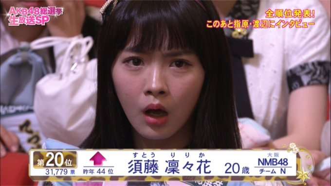 NMB須藤凜々花が壇上スピーチで結婚宣言「初めて人を好きに」総選挙中に衝撃発言