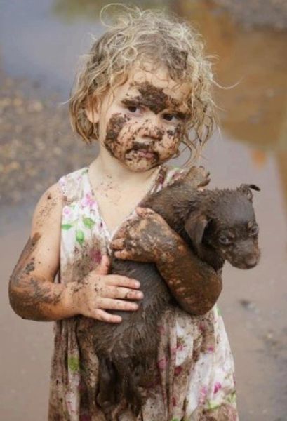 動物と子供の写真を貼るトピ
