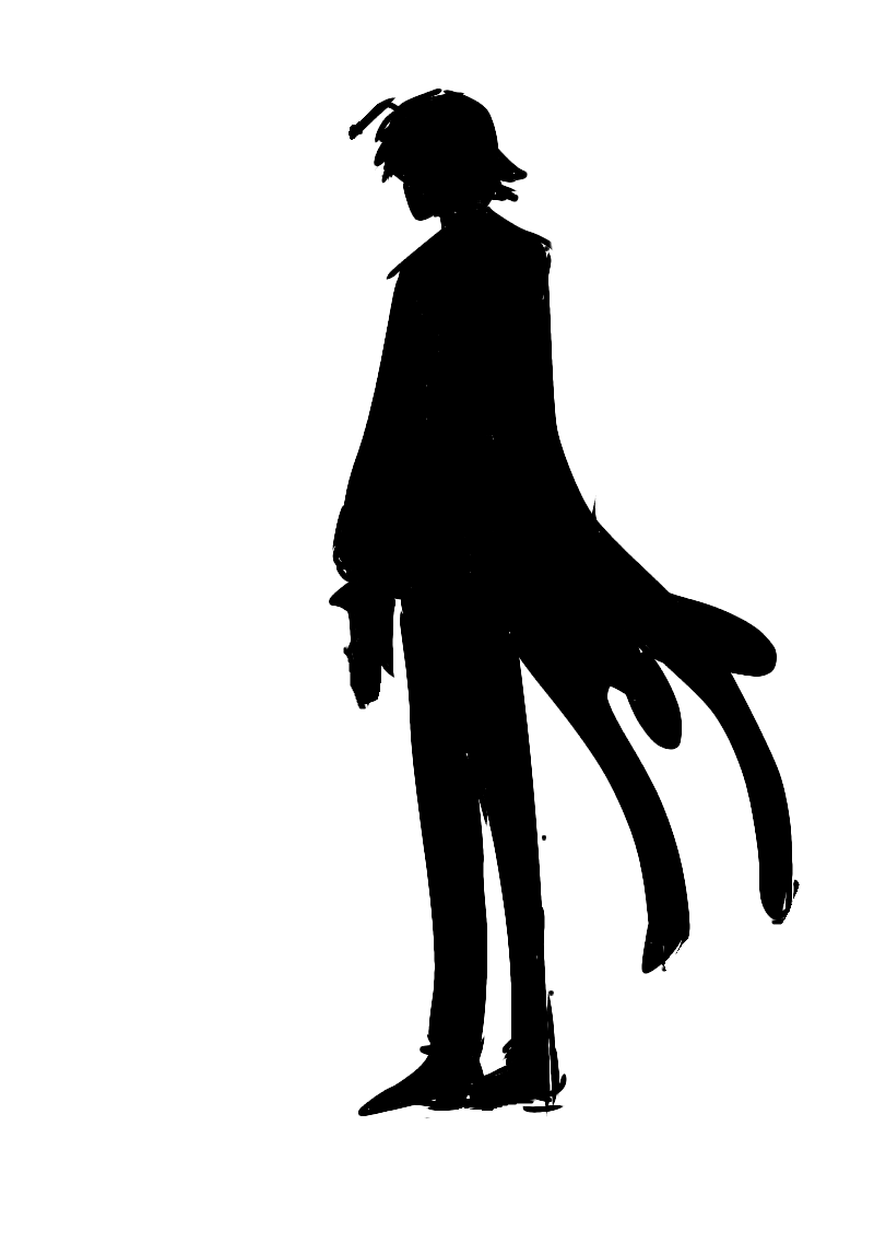 キャラクターをシルエットで描いて分かったらプラスを押すトピ