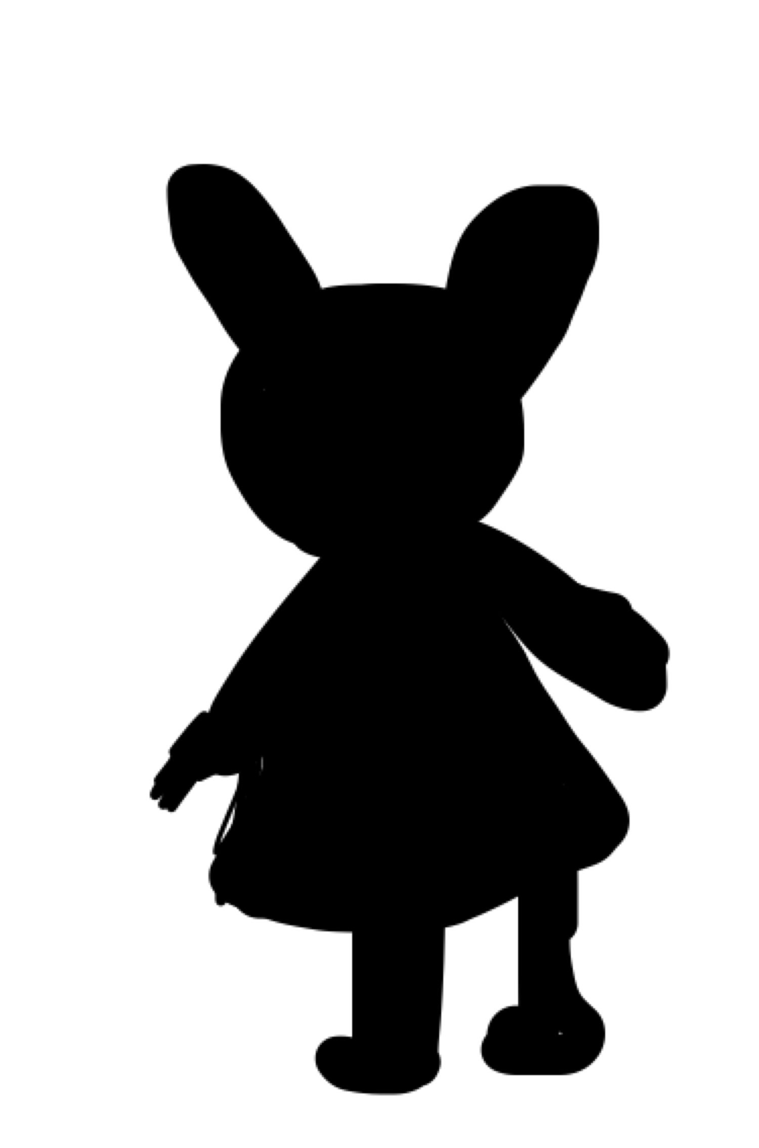 キャラクターをシルエットで描いて分かったらプラスを押すトピ