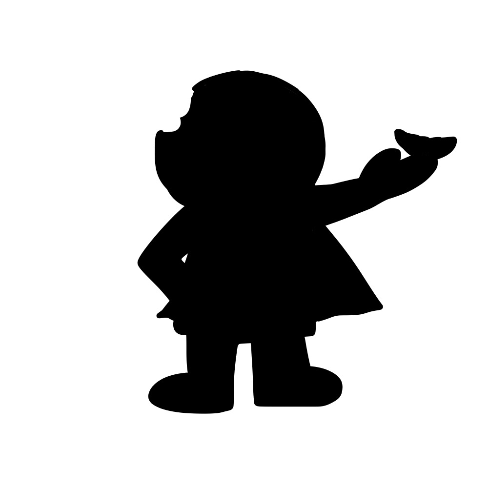 キャラクターをシルエットで描いて分かったらプラスを押すトピ