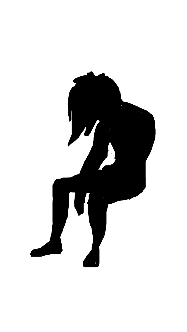 キャラクターをシルエットで描いて分かったらプラスを押すトピ