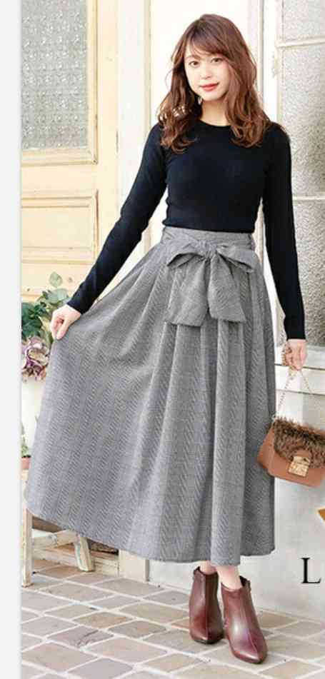 冬のロングスカートコーデ