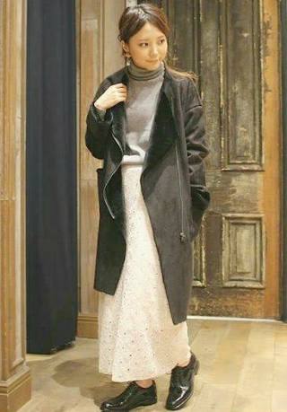 冬のロングスカートコーデ