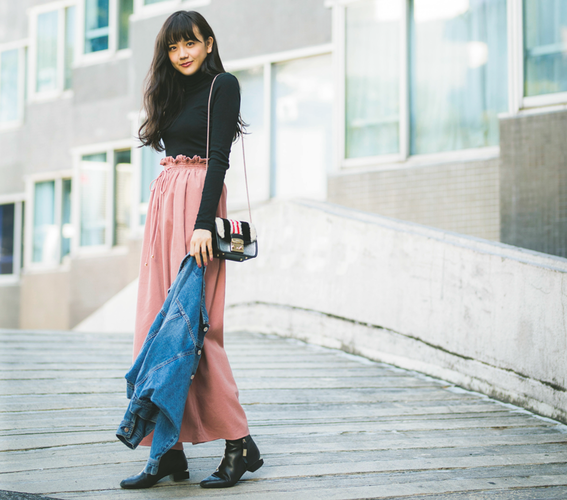 冬のロングスカートコーデ