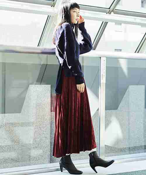 冬のロングスカートコーデ